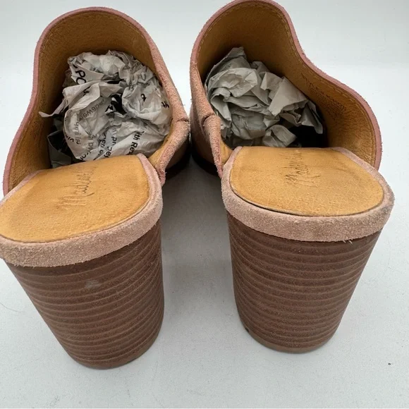Madewell Harper Pink Suede Stacked Mules - Picture 5 of 9